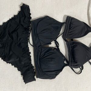 Shade & Shore Black Ruffle Bikini
